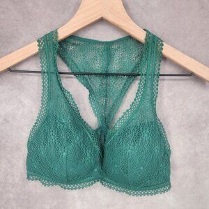 Victorias Secret Green Lace Racerback Bralette Size Medium Lightly Lined No Wire